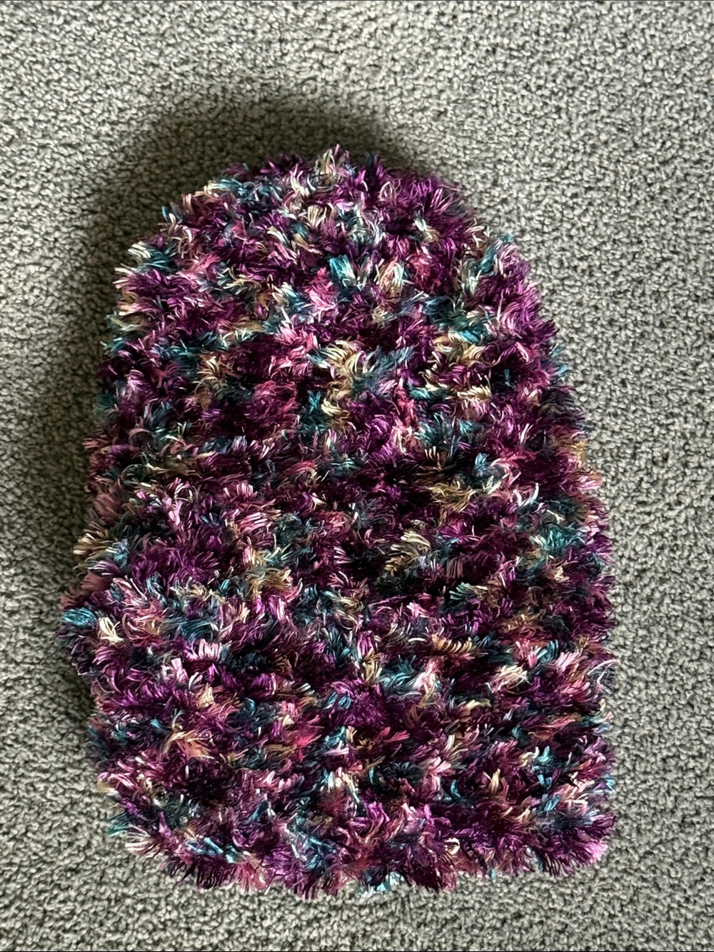 Plush Multicolor Knit Beanie Hat - Purple/Pink/Teal/Burgundy. Women's One Size.